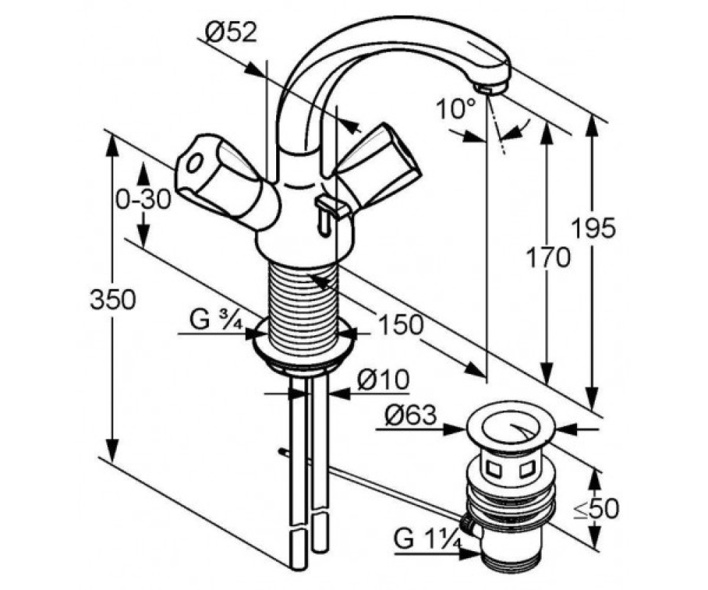 Смеситель для раковины Kludi Standard (210370515) хром