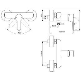 Настенный смеситель для душа Ideal Standard SESIA BC207AA