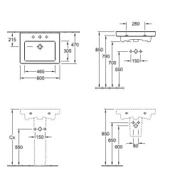 Раковина 711360R2 VILLEROY&BOCH SUBWAY 2.0, 600х470 мм