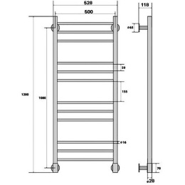 Электрический полотенцесушитель Energy Ergo 120х50