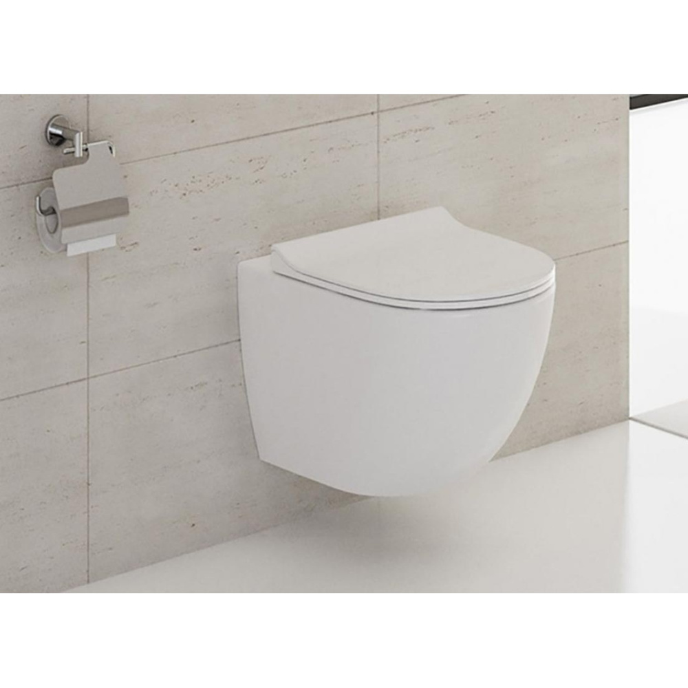 Инсталляция Vitra с безободковым унитазом Sento, клавиша хром матовый, тонкое сиденье микролифт, ком