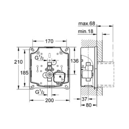 Grohe Rapido U 37338000 Скрытая часть, смывное устройство для писсуара