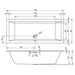 Ванна акриловая 190x80 RIHO RETHING CUBIC B108013005