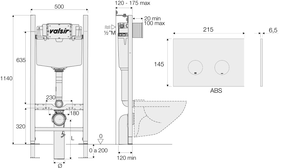 KIT P4 CR VS0853202 Комплект инст.для унит. WINNER S BLOCK H1140 D.90/110MEC, клавиша P4, ABS,хром, 