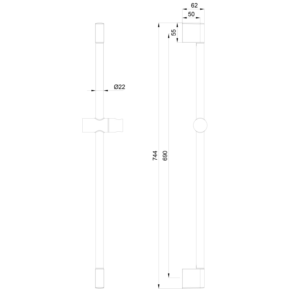 Душевая штанга Wonzon&Woghand (WW-SL03-CR) Хром