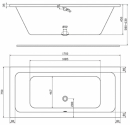 Акриловая ванна 170x75 KOLO (XWP1171000), прямоугольная