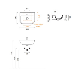 Раковина 45 см Catalano Italy (0720451001) белый глянцевый