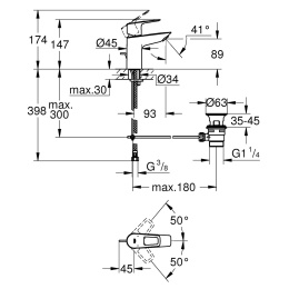 Смеситель для раковины Grohe BauLoop New 23335001 корпус маленький