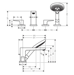 Смеситель для ванны и душа Hansgrohe Metropol (74552000) хром