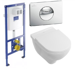 Комплект Villeroy&Boch: Инсталляция + унитаз подвесной O.novo 5660 R001 Aquareduct + сиденье SoftClo