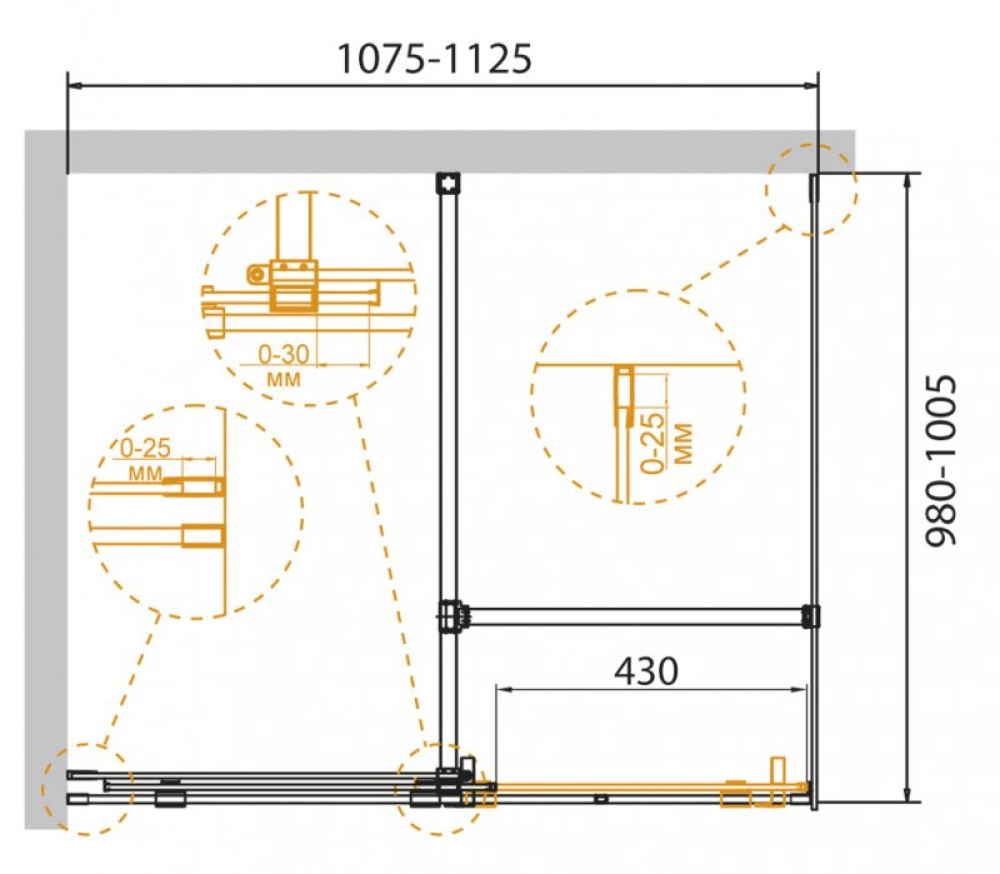 Душевой уголок Cezares Stream-AH-1-120/80-C-Cr 120 x 80 x 195 см без поддона