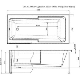 Акриловая ванна 160x75 Aquanet (00210292), прямоугольная