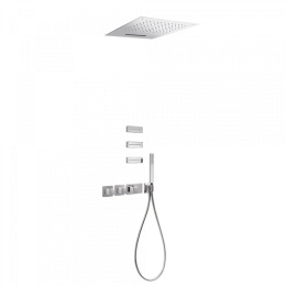 Фото Душевой комплект (термостат+ верхний душ с водопадом+форсунки+ручной душ) Tres Block System 20725402