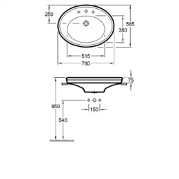 Раковина Villeroy & Boch Amadea 7185LGR1 78х58 белый