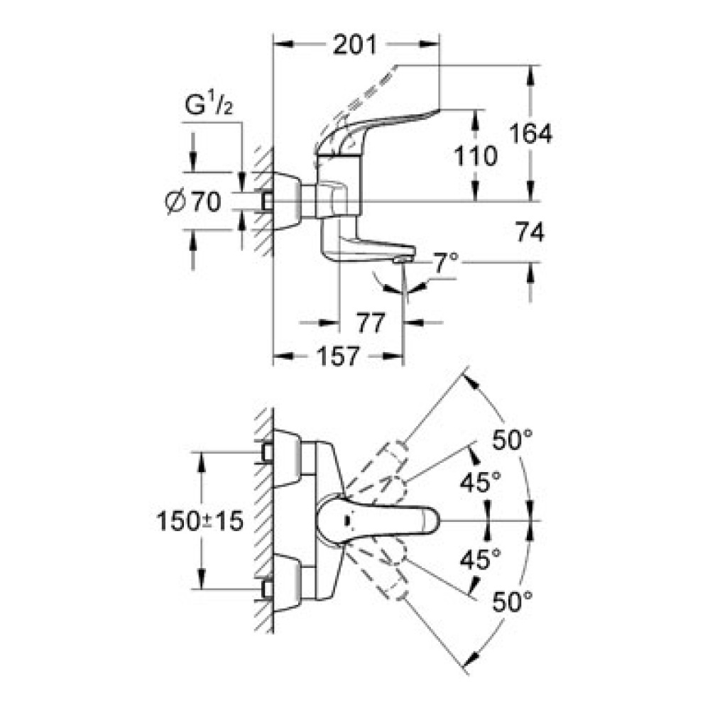 Grohe Euroeco Special 32770000 Смеситель для раковины, настенный