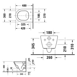 Унитаз подвесной Duravit D-Neo 45870900A1 (2587090000+0021690000), белый