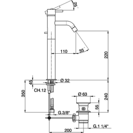 Смеситель для раковины Cisal Less Minimal LM00052021, хром