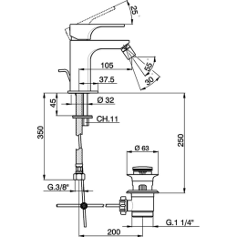 Смеситель для биде Cisal Cubic CU00055121, хром