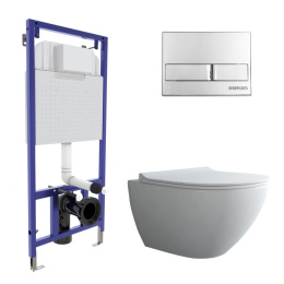 043272 Комплект BERGES: инсталляция NOVUM, кнопка L3, унитаз PUMA Rimless 51 см, сидение дюропласт T