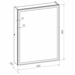 Континент МВК053 Зеркало-шкаф "Mirror Box black Led" 600х800