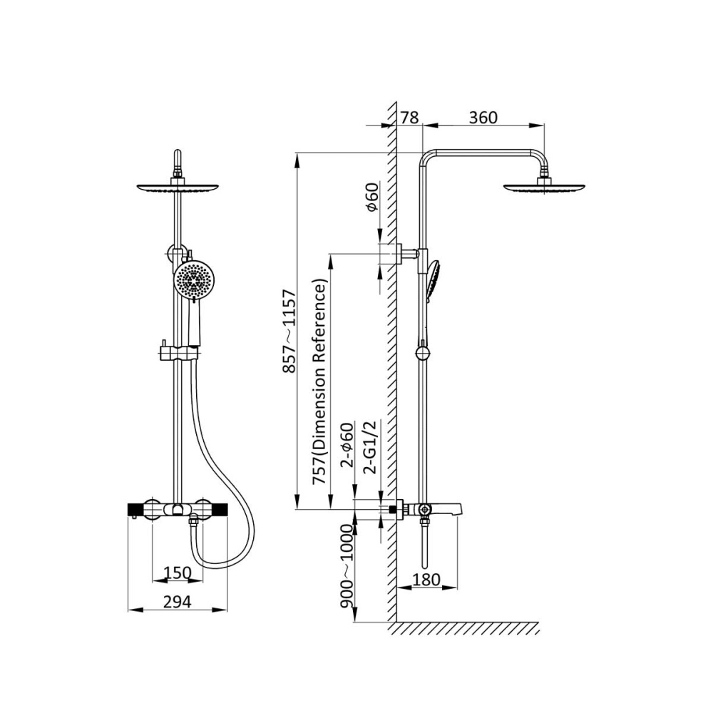 Фото Душевая стойка Vincea Desire (VSFS-1D1TBG) хром