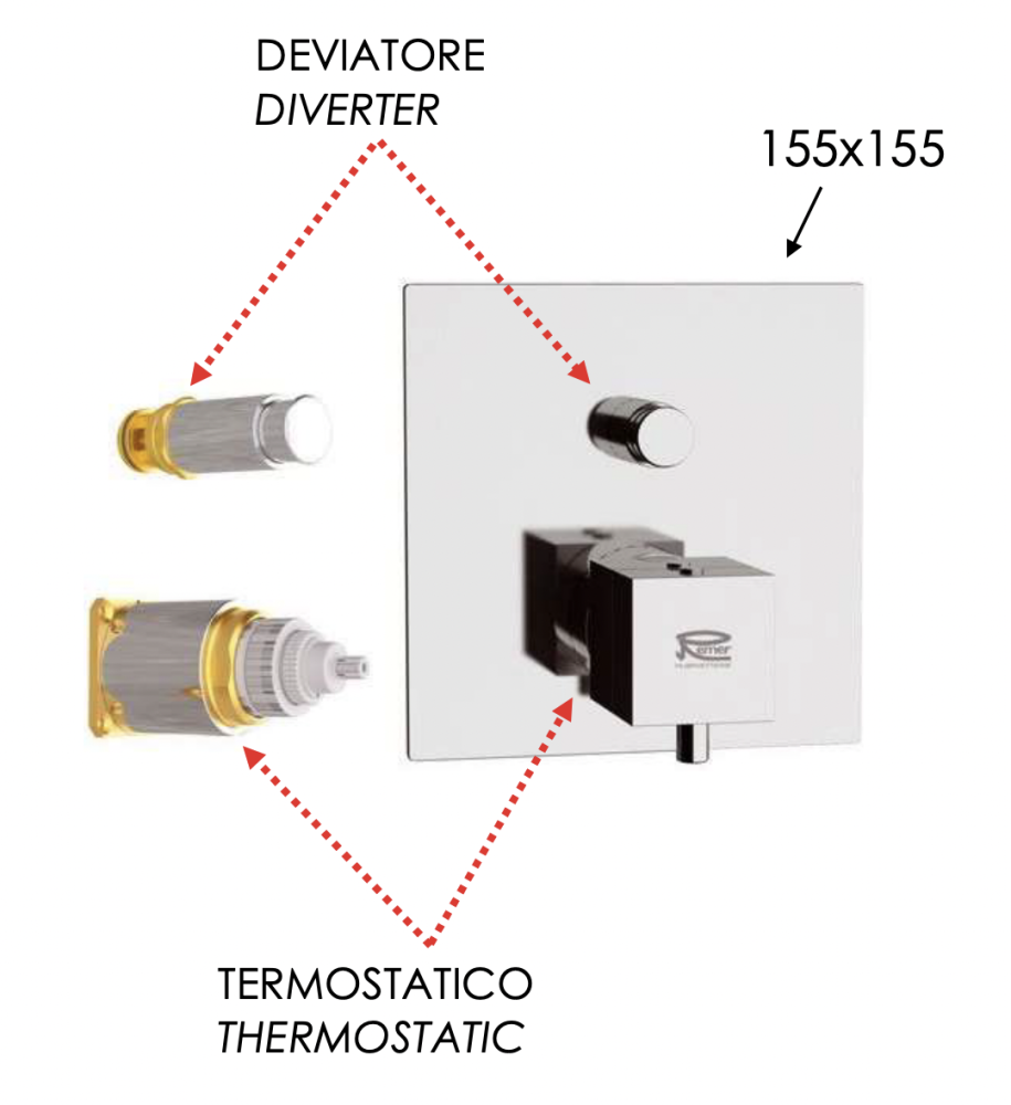 Фото Смеситель термостатический для душа Remer Q-Elegance QT09KB