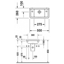 Раковина 50 см Duravit Starck 3 0751500000, белый