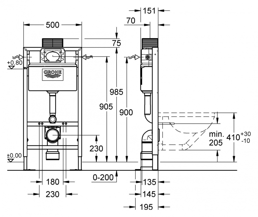 Инсталляция для унитаза Grohe Rapid SL 38586001