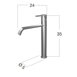 Фото Antonio Lupi Bikappa BK904N Cromo Lucido Смеситель для раковины, на 1 отв., излив: 240мм, высота: 35