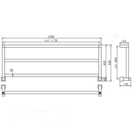 Фото Полотенцесушитель водяной Margaroli Panorama 730/3 730117003CRN, высота 44 см, ширина 120 см, хром
