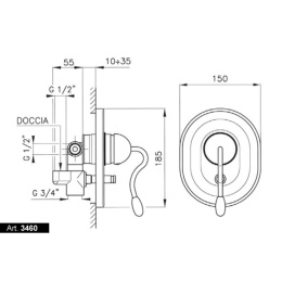 Смеситель Nicolazzi Classico Monokomandi 3460GB75 для ванны/душа, гальваническое золото