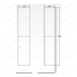 Пенал BelBagno KRAFT-1600-2A-SC-PG подвесной, Pietra Grigio L/R