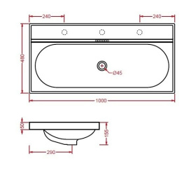 Раковина 100 см ArtCeram Piano (L3005)
