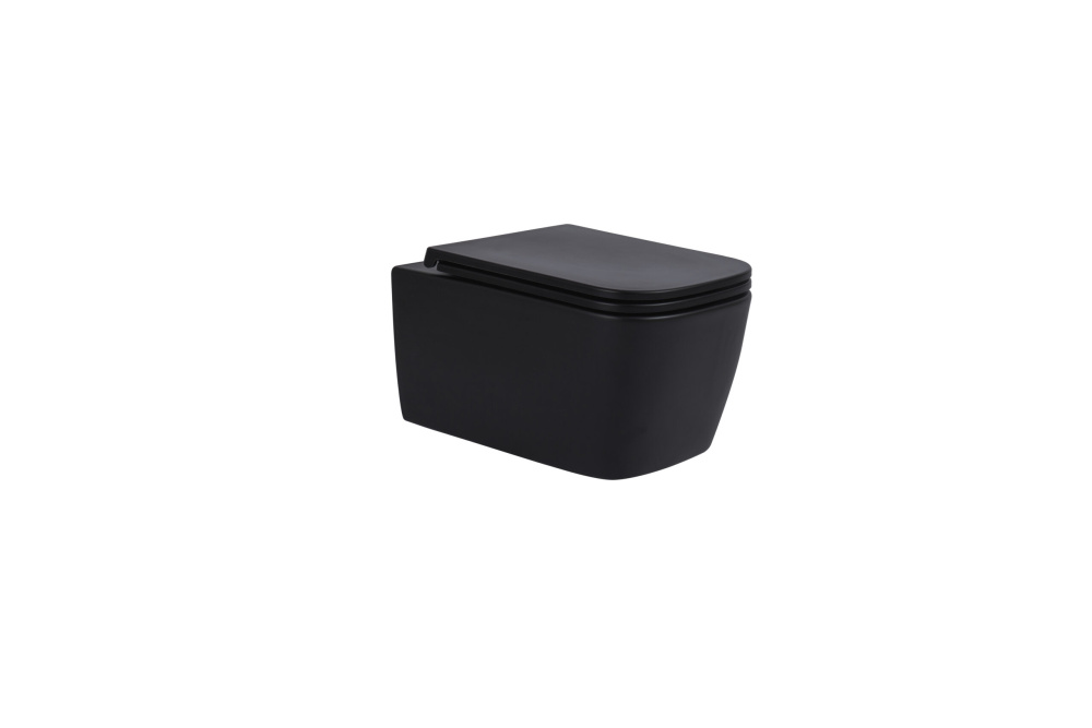 Подвесные унитазы Подвесной безободковый унитаз с сиденьем микролифт Avimano Vision 1000042, цвет черный матовый