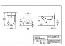 Биде 54750001 подвесное VILLEROY&BOCH LIFETIME
