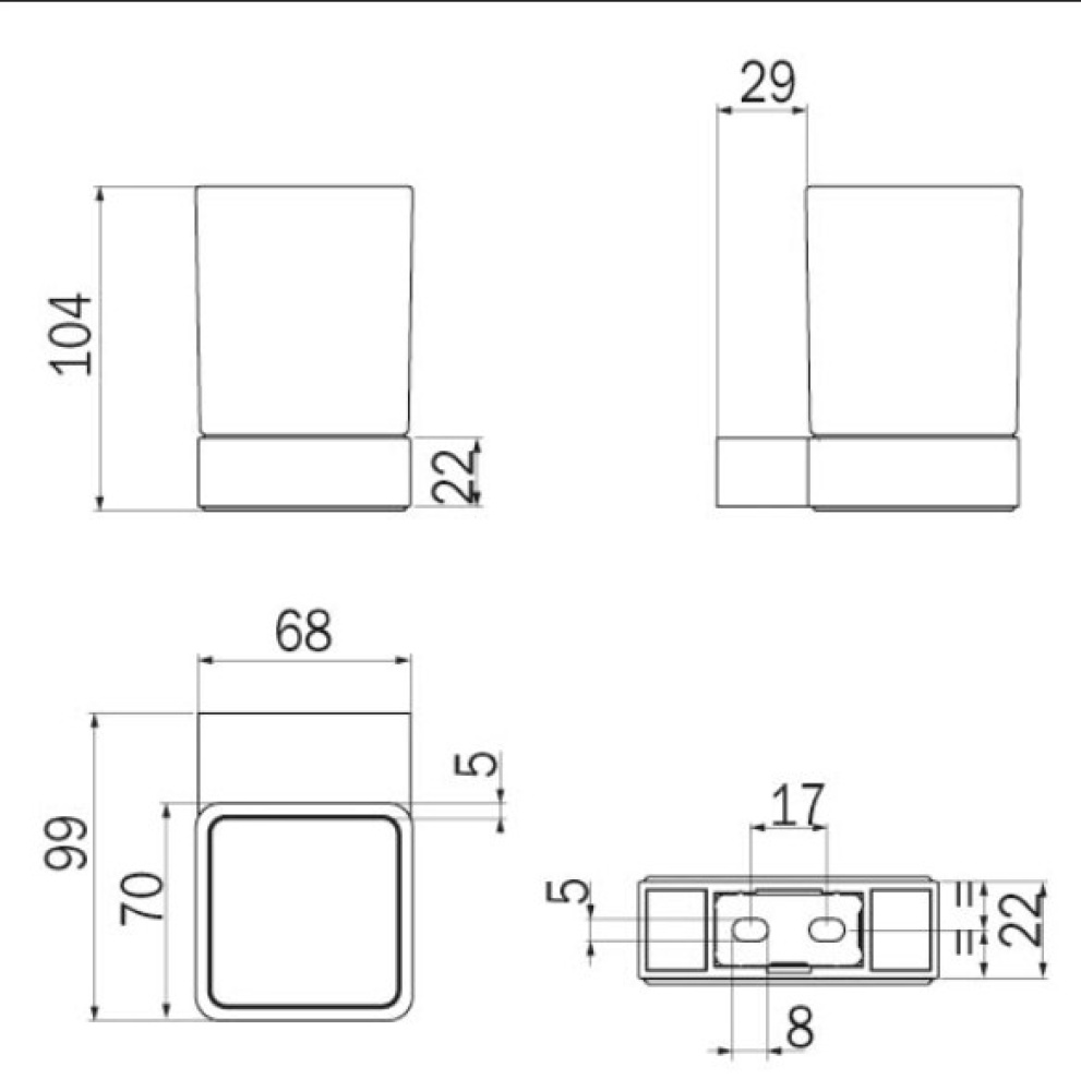 Стакан настенный, черный.мат Inda Indissima A88100NE21