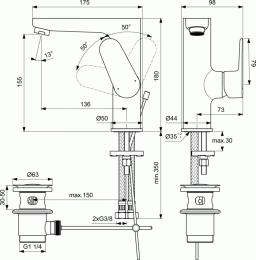 Фото Смеситель для раковины Ideal Standard CERAFINE MODEL O BC703AA