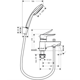 Смеситель для ванны и душа Hansgrohe Metris (31422000) хром