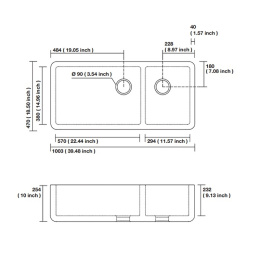 Фото Kerasan Hannah OXFORDSHIRE 543101 Раковина керамическая кухонная 1003x470x254 мм, без отверстия под 