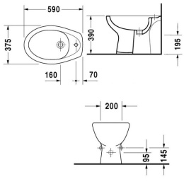 Биде напольное Duravit Duraplus 0298100000, белый