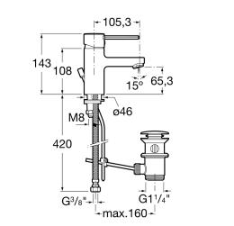 Фото Смеситель для раковины Roca Targa (5A3060C0M) хром