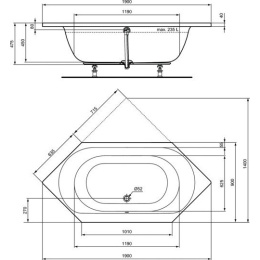 Акриловая ванна 190x90 Ideal Standard  (E106901)