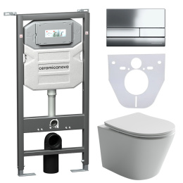 Подвесной унитаз Ceramica Nova CN6000_1002CH_1000 Сет 4 в 1 Rimless с системой инсталляции