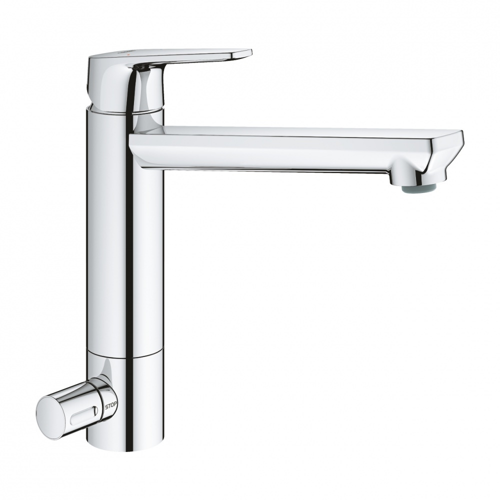 Фото Смеситель Grohe BauEdge 31696000 для кухонной мойки, с запорным вентилем, средний излив