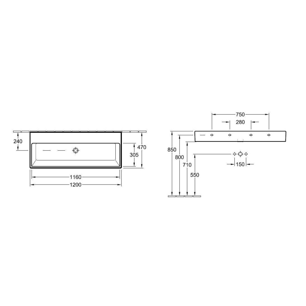 Раковина 5133C6R2 VILLEROY&BOCH Memento, 1200х470 мм