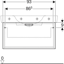 Тумба под раковину Geberit Renova Plan 879110000, 93 см, цвет белый глянцевый