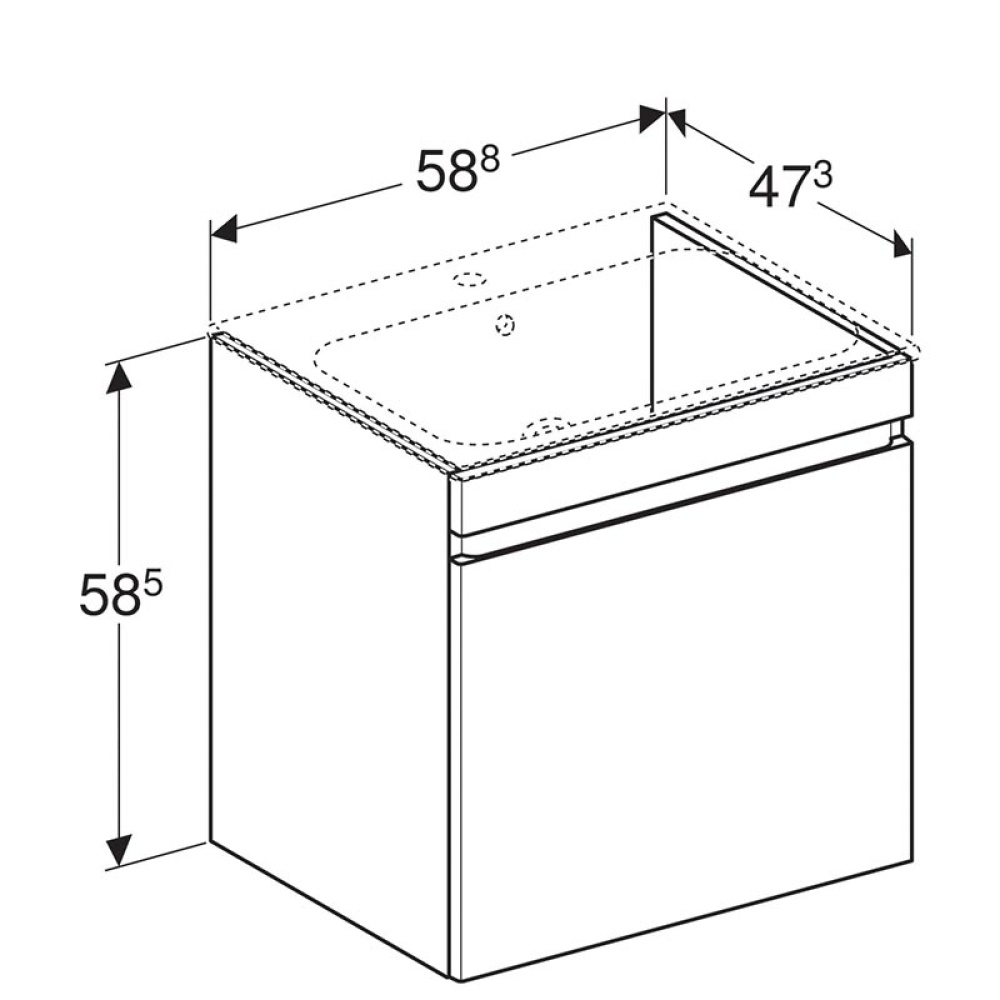 Geberit Renova Plan 869560000 Тумба для раковины с ящиками выдвижными, цвет фасада: белый глянцевый