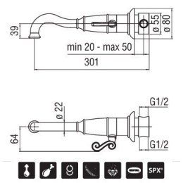 NOBILI Dubai DB00398GD Смеситель для раковины (золото)