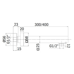 Держатель настенный для верхнего душа Mamoli Euclide 345L40K Matt black