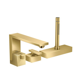 Фото Axor Edge 46431990 Смеситель на борт ванны, на 3 отв., с ручн.душем, излив 210мм,  алмазн. огранка, 